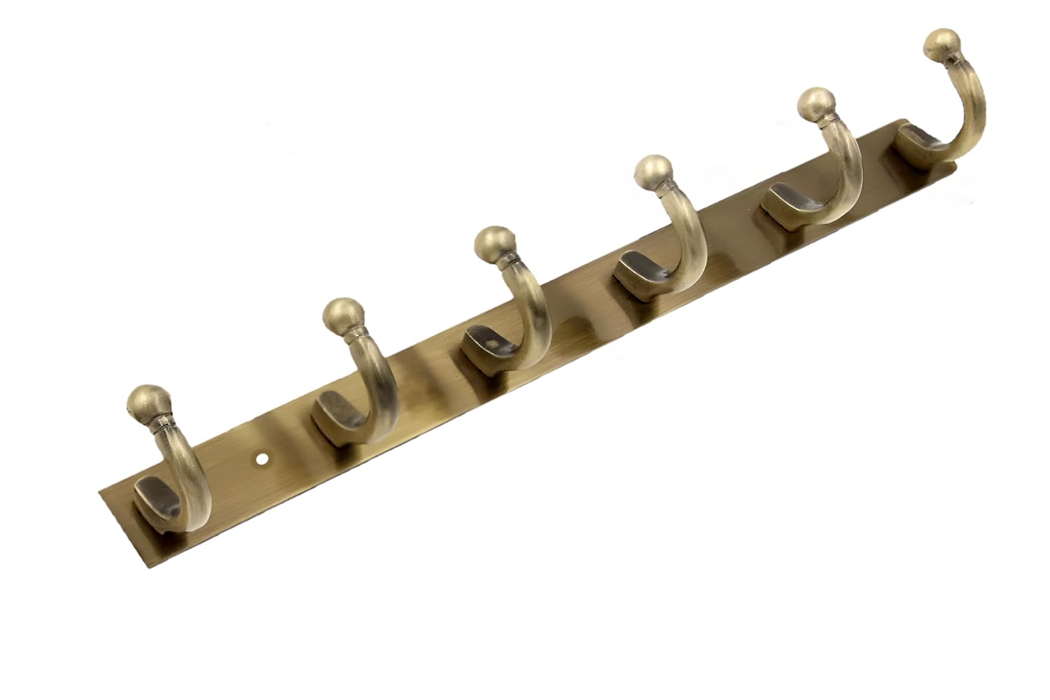 6-Pin Stainless Steel Wall Mount Hook Strip, Antique Brass Heavy Duty Hanger for Clothes, Scarf, Keys & Robes, Rust-Proof Metal Rail Organizer for Home